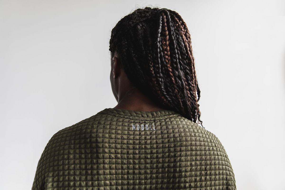 Nobull Quilted Crew Women's Pullover Green | Australia (ZA1520)